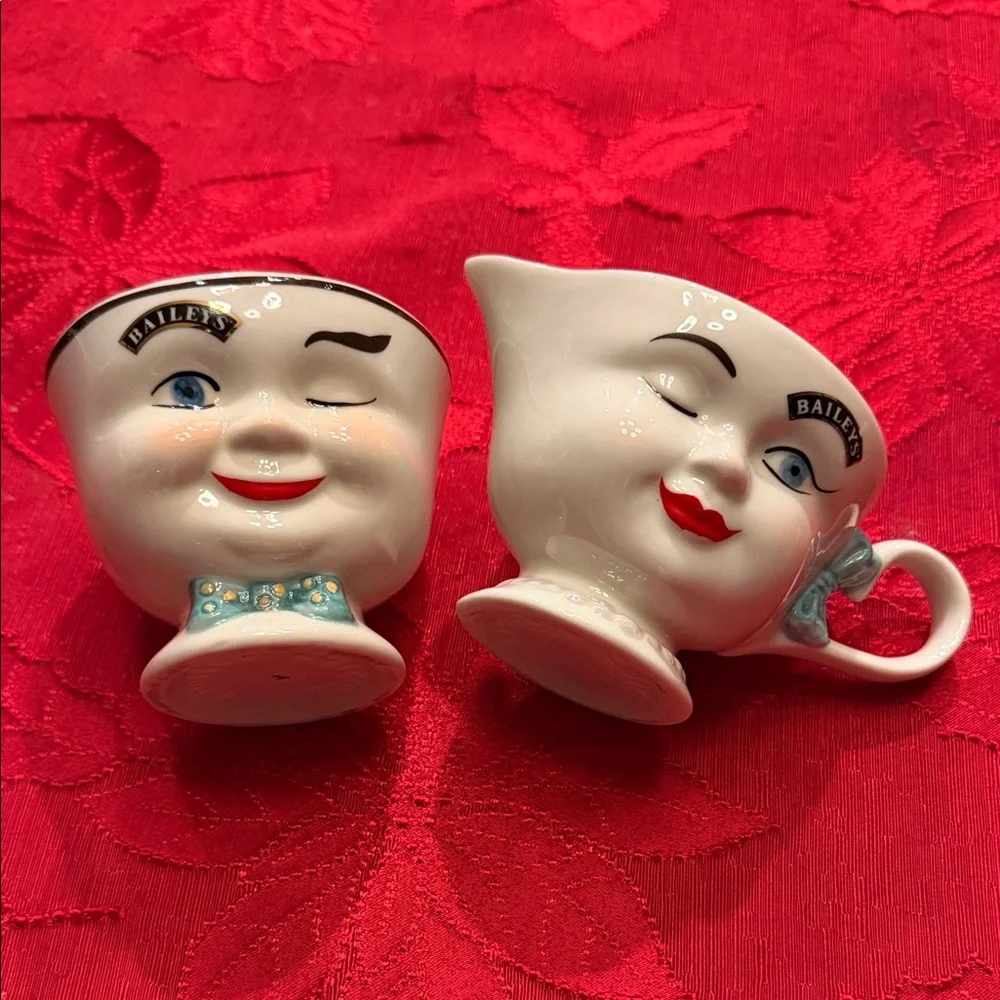 Set of Vintage 1996 limited edition Baileys Winking Face creamer and sugar bowl